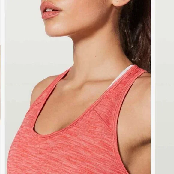 Lululemon Heathered Red Orange Essential Tank Top Womens Size 2 - Picture 2 of 10